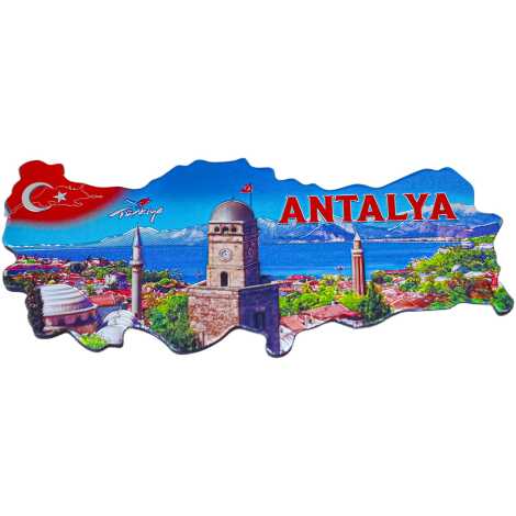Antalya Themed Metallic Map Refrigerator Magnet - 6