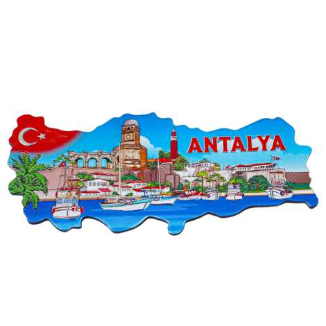 Antalya Themed Metallic Map Refrigerator Magnet - 7