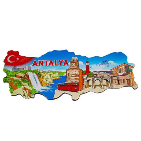 Antalya Themed Metallic Map Refrigerator Magnet - 8