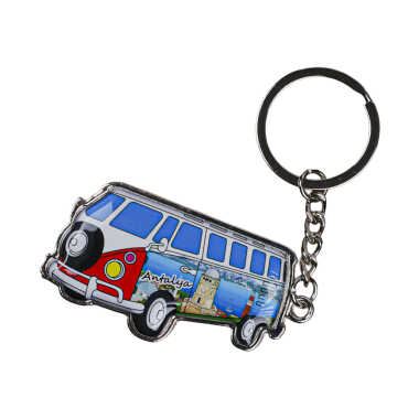 Antalya Themed Minibus Shaped Metal Keychain - 5
