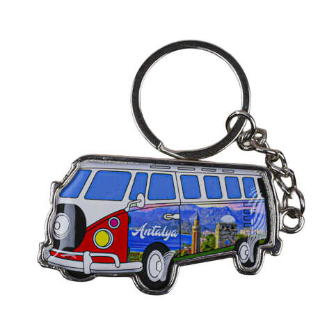 Antalya Themed Minibus Shaped Metal Keychain - 3