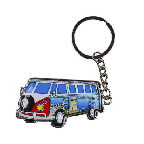 Antalya Themed Minibus Shaped Metal Keychain - 4