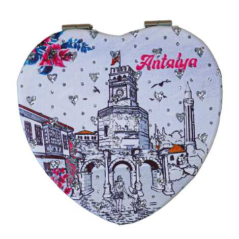 Antalya Themed Myros Heart Compact Mirror - 5