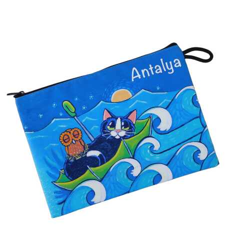 Antalya Themed Myros Small Accordion Makeup Bag 145x220x70 mm - 6