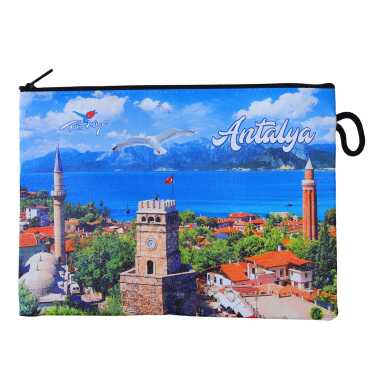 Antalya Themed Myros Small Accordion Makeup Bag 145x220x70 mm - 3