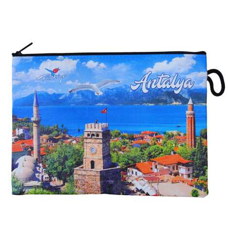 Antalya Themed Myros Small Accordion Makeup Bag 145x220x70 mm - 3