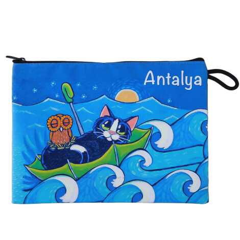 Antalya Themed Myros Small Accordion Makeup Bag 145x220x70 mm - 4