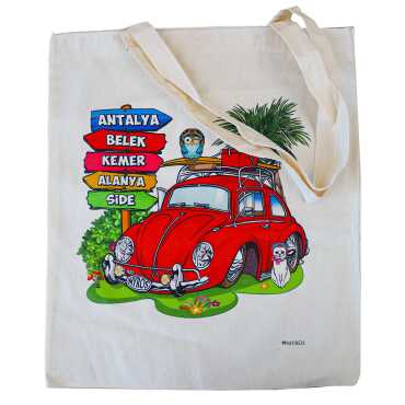 Antalya Themed Natural Colored Canvas Bag 450x350 mm - Myros