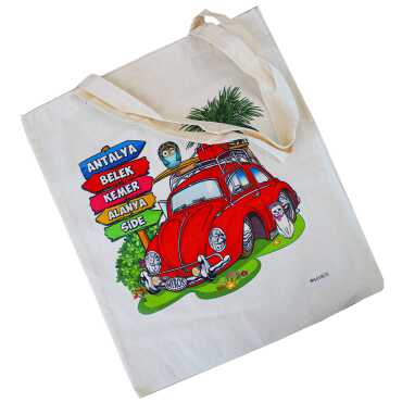 Antalya Themed Natural Colored Canvas Bag 450x350 mm - 5