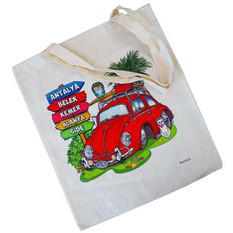 Antalya Themed Natural Colored Canvas Bag 450x350 mm - 5