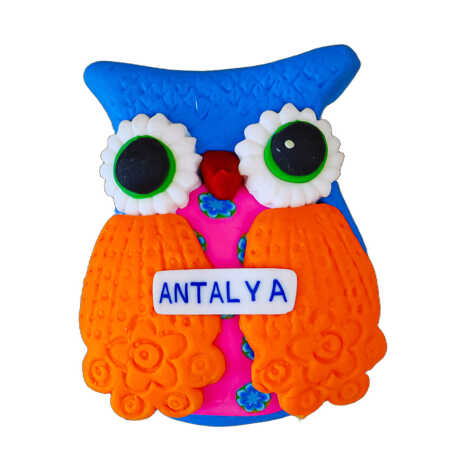 Antalya Themed Owl Fimo Refrigerator Magnet - 8