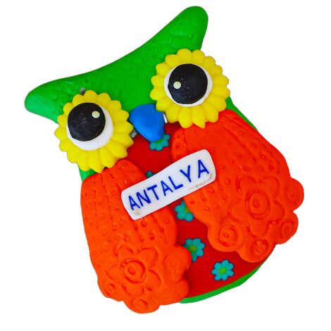 Antalya Themed Owl Fimo Refrigerator Magnet - 2