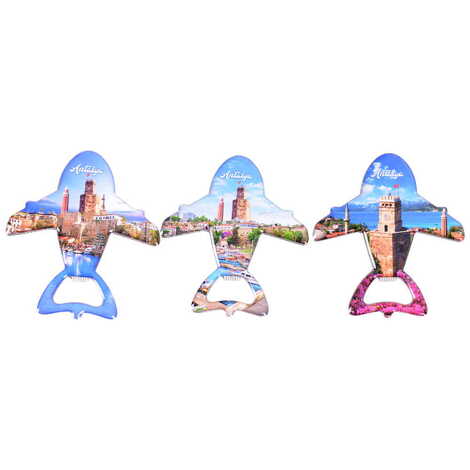 Antalya Themed Plane Shaped Metal Magnetic Bottle Opener 105x89 mm - 3