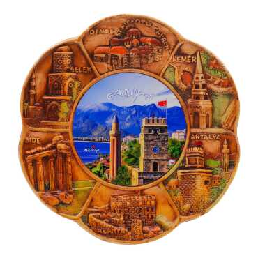 Antalya Themed Plaster Raised Cottage Wall Plate 15 Cm - 1