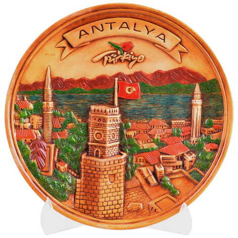 Antalya Themed Plaster Raised Cottage Wall Plate 20 Cm