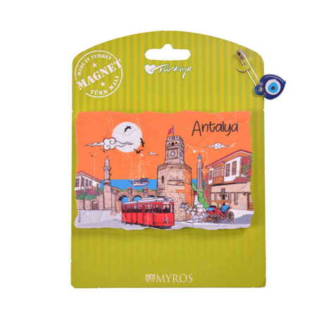 Antalya Themed Plastic Base UV Printed Custom Backing Carded Fridge Magnet