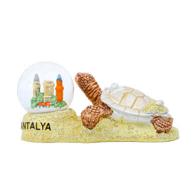 Antalya Themed Polyester Pearl Caretta Water Globe 45 mm - Myros