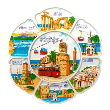 Myros - Antalya Themed Polyester Printed Fridge Magnet