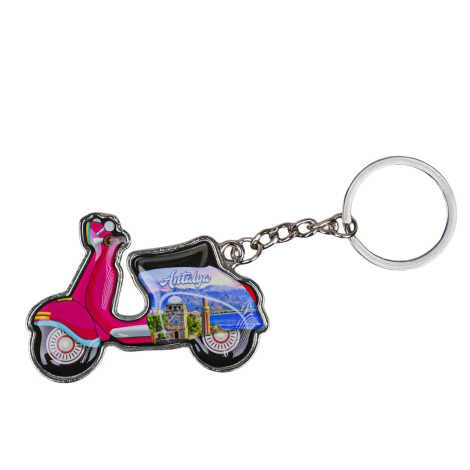Antalya Themed Scooter Shaped Metal Keychain - 1