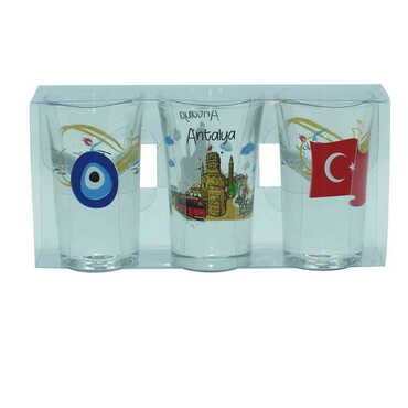 Myros - Antalya Themed Shot Glass Set of 3 Pcs