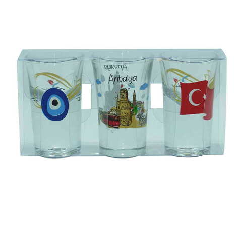 Antalya Themed Shot Glass Set of 3 Pcs