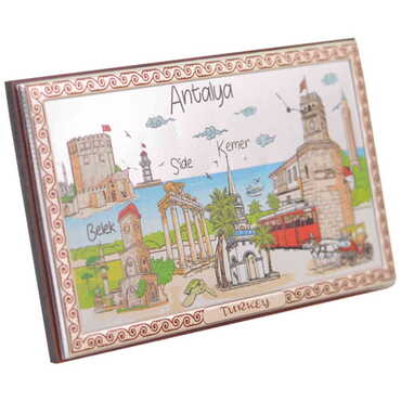 Antalya Themed Silver Plated Desktop Decor Mahogany 78X125 Mm - Thumbnail