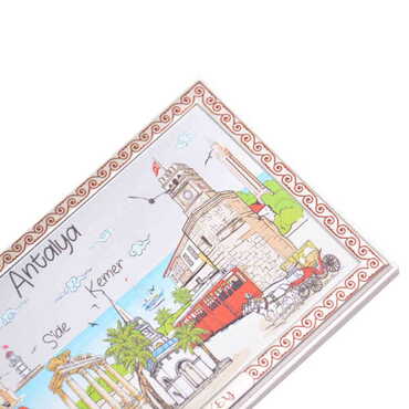 Antalya Themed Silver Plated Desktop Decor White 78X125 Mm - Thumbnail