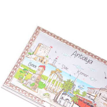 Antalya Themed Silver Plated Desktop Decor White 78X125 Mm - Thumbnail