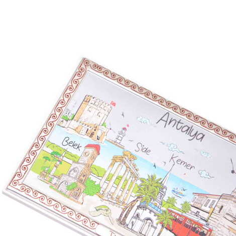 Antalya Themed Silver Plated Desktop Decor White 78X125 Mm