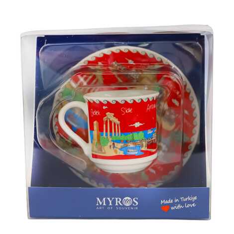 Antalya Themed Single Porcelain Coffee Cup - 1