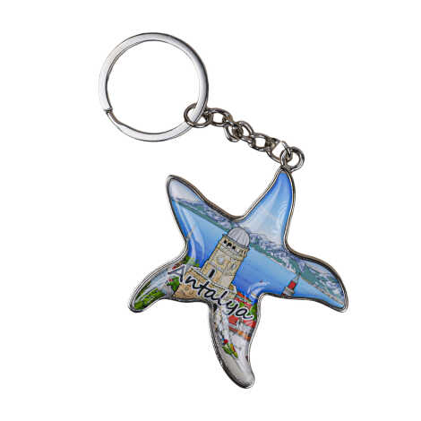 Antalya Themed Starfish Shaped Metal Keychain - 5