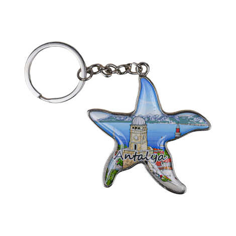 Antalya Themed Starfish Shaped Metal Keychain - 3