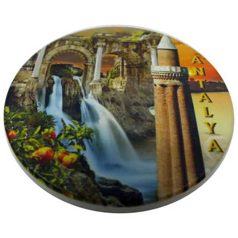 Antalya Themed Turkish Ceramic Trivet 16 cm