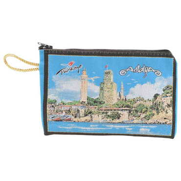 Myros - Antalya Themed Turkish Woven Custom Printed Purse 100x155 mm