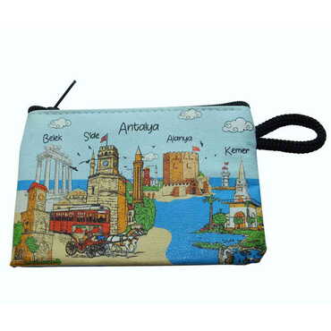 Myros - Antalya Themed Turkish Woven Wallet 113x80x8 mm