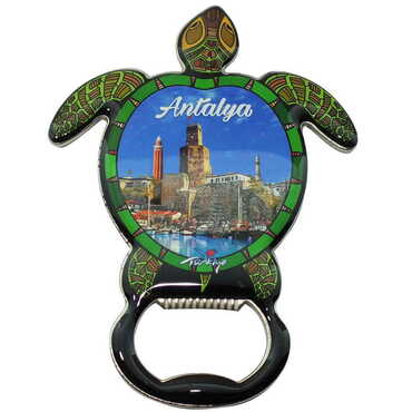 Antalya Themed Turtle Shaped Metal Magnetic Bottle Opener 103x75 mm - 5