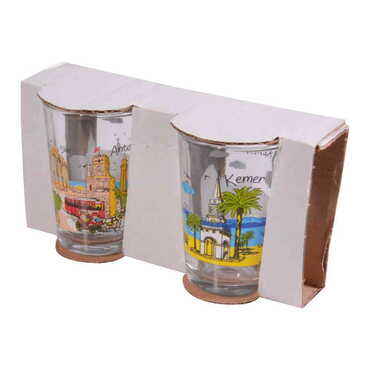 Myros - Antalya Themed Water Glass Set Two Pcs