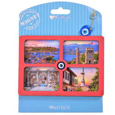 Antalya Themed Wooden Backing Carded Serie C Fridge Magnet - Thumbnail