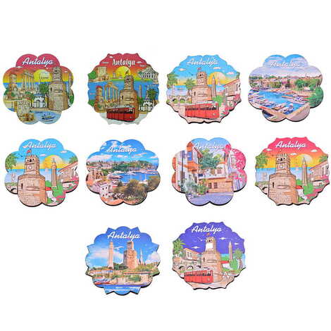 Antalya Themed Wooden Customised Souvenir Coaster Set of 4 pcs 90 mm - 2