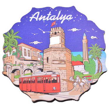 Antalya Themed Wooden Customised Souvenir Coaster Set of 4 pcs 90 mm - 3