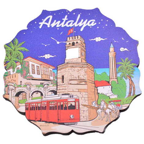 Antalya Themed Wooden Customised Souvenir Coaster Set of 4 pcs 90 mm - 3