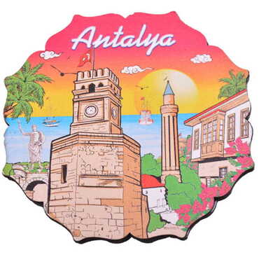 Antalya Themed Wooden Customised Souvenir Coaster Set of 4 pcs 90 mm - 5