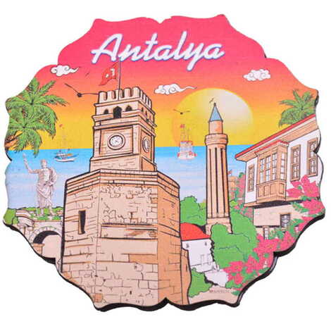 Antalya Themed Wooden Customised Souvenir Coaster Set of 4 pcs 90 mm - 5