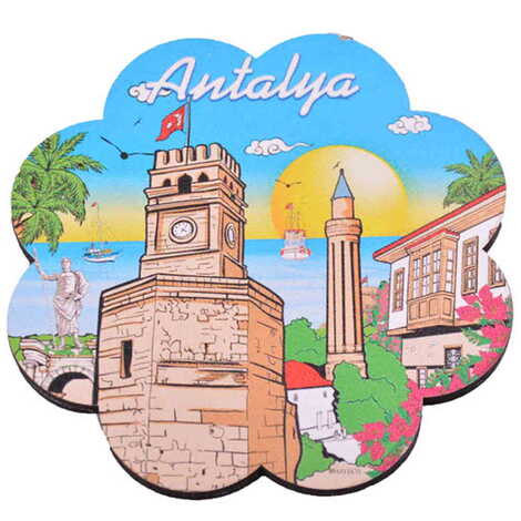 Antalya Themed Wooden Customised Souvenir Coaster Set of 4 pcs 90 mm - 8