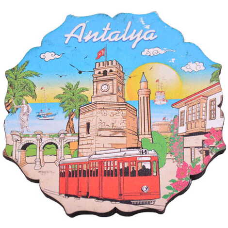 Antalya Themed Wooden Customised Souvenir Coaster Set of 4 pcs 90 mm - 10