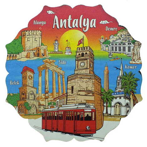 Antalya Themed Wooden Customised Souvenir Coaster Set of 4 pcs 90 mm - 11