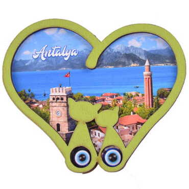 Antalya Themed Wooden Cute Animals Souvenşr Fridge Magnet Serie C 90x120 mm - 32