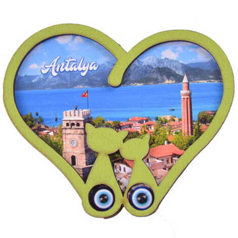 Antalya Themed Wooden Cute Animals Souvenşr Fridge Magnet Serie C 90x120 mm - 32