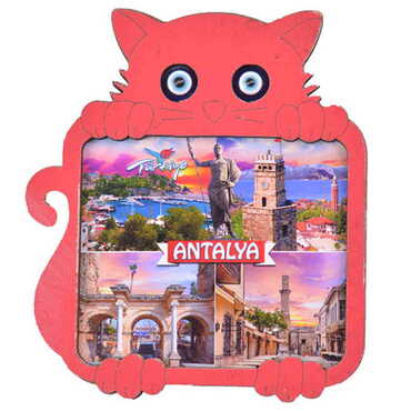 Myros - Antalya Themed Wooden Cute Animals Souvenşr Fridge Magnet Serie C 90x120 mm