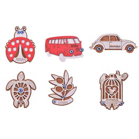 Antalya Themed Wooden Engraved Souvenir Fridge Magnet - 2